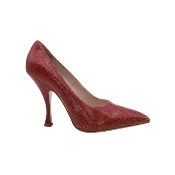 Miu Miu Cracked Effect Red Leather Pumps High Heels Size IT 40.5 / US 10.5 - Picture 15 of 15